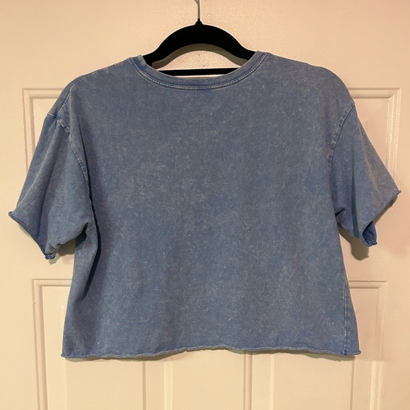 MODERN LUX Womens Cropped Mineral Wash Graphic Tee “BONITA” Short Sleeve Size M - Picture 5 of 10